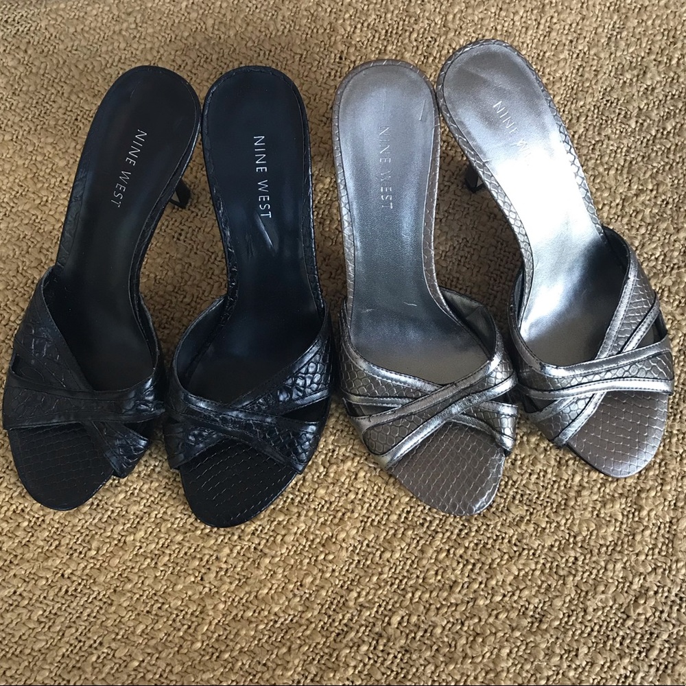 NEW!!! Nine West kitten heels black or silver sz 7 - Picture 3 of 6